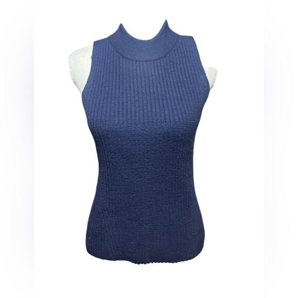 ELEVEN SIX Mae ribbed baby alpaca Sweater Tank in navy blue Size small - Picture 1 of 5